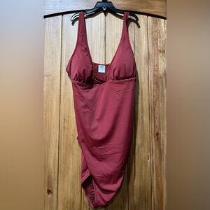 Amazon Essentials Women's Brick Red One Piece Swimsuit NWT